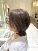 大人ウルフ　大人ハイライト　白髪ぼかしカラー