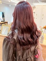 ミュラ(mulah)&nbsp;暖色カラーピンクグレー＊艶カラーロングラフウェーブ/明大前