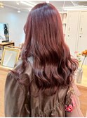 暖色カラーピンクグレー*艶カラーロングラフウェーブ/明大前