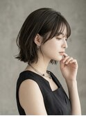 大人可愛い20代30代40代小顔ミディアムレイヤーグレージュ