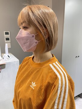 アンルポン 梅田(un le pont) 【un le pont西梅田】ブロンドベージュ　ボブのオレンジカラー♪