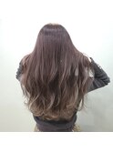 グラデーションカラー毛先ブリーチ巻き髪ナチュラルブラウン