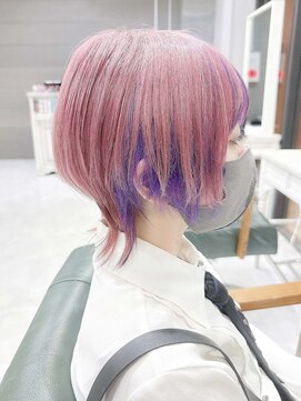 デイズ(days) ピンクカラーツーブロックマッシュショート  ウルフハイライト