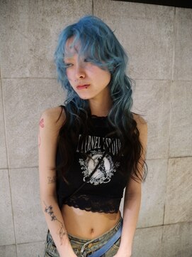 ペレ 渋谷(PELE) デザインカラー/レイヤーカット/ウェットヘア/オリーブベージュ