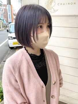 シェノン 赤羽店(CHAINON) 丸顔面長ベース型似合うボブ黒髪シースルーバング赤羽美容室
