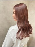 無造作ウェーブ×ピンクブラウン20代30代40代大人可愛いロング