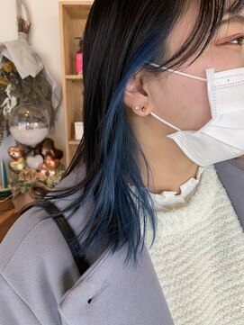 ワンバイワンヘアーツー(OnexOne HAIR2) インナーカラーブルー/イヤリングカラー/ブルー