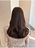 ナチュラルブラウン透け感ウェーブ巻き小顔ロングヘア20代30代