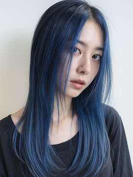 扉(GATE) 深みブルーのツヤ感ロング