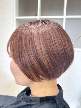 ヴィフ ヘアアンドデザイン(Vif hair&design) コーラルピンクベージュ×丸みショート