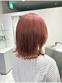 ピンクベージュチェリーピンクブリーチダブルカラー成増