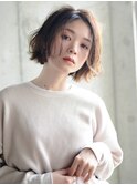 大人かわいい/マロンベージュ/Aラインボブ/ボブレイヤー/前髪