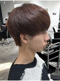 メンズマッシュカラーピンクブラウンショートヘアカラー
