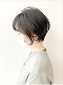 大人ショート 透明感グレージュ 自由が丘 インナーカラー