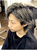 緩め波巻きスパイラルパーマセンターパートウルフサーフカール