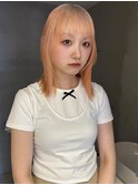 くびれヘア/アプリコットオレンジ/夏のヘアアレンジ/梅田