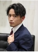 センターパート刈り上げ緩めスパイラル