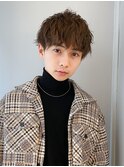 メンズラウンドマッシュ無造作パーマツイスパ