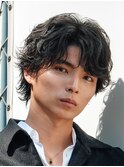 原宿無造作緩めシャドウパーマメンズカットラウンドマッシュ30代