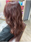 ラベンダーカラー_マロンベージュ Aラインボブ かきあげ