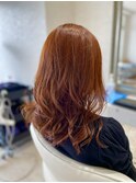 オレンジベージュ×セミロング