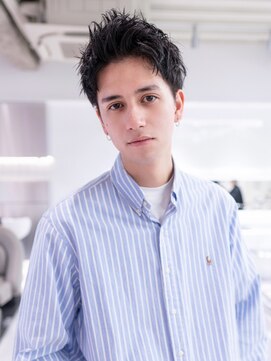 エフエム 渋谷(FM) メンズ束感ベリーショートアッシュブラックスパイキーショート