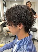 波巻きパーマメンズパーマメンズヘアツーブロックツイストパーマ