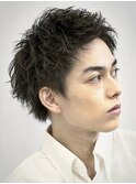 スパイキーショートアップバングツイストパーマフェード30代◇