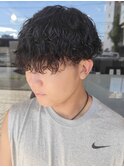 波巻きパーマ　スパイラルパーマ　ツーブロック　マッシュ　束感