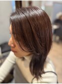 顔まわりカット/くびれミディ/ダークブラウン