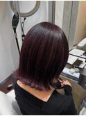 ラベンダーココア×切りっぱなしボブ