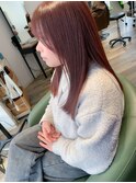 シアーピンクモーブ_切りっぱなしストレートミディ_