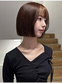 切りっぱなしボブミニボブブラウンカラー