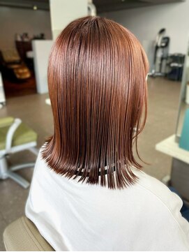マップデザイン(map design) 髪質改善ストレート ブラウンベージュ 切りっぱなしボブ 艶髪