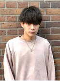 重めマッシュスタイル×アップバング