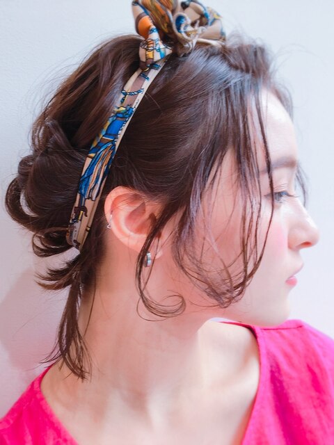 ターバンねじりアレンジ　＃ヘアアレンジ