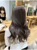 シルキーベージュグレージュカラーレイヤーカットミディアムヘア