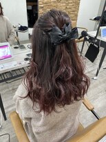 プライズ アイリス 池袋東口店(prize Iris)&nbsp;ピンクブラウンカラーハーフアップ