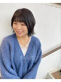 モノトーングレイ/透明感カラー/切りっぱなしボブ/ミニボブ