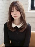 xカット//ホワイトグレージュ/レイヤーカット/チェリーブラウン