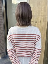 ニコリヘアワークス(nicori hair works)&nbsp;ボブ×外ハネ×ベージュブラウン3