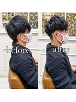 フレームプラス 御堂筋難波店(FRAME +)&nbsp;ショートマッシュ束感カット前髪長めナチュラルパーマ