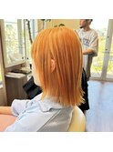 夏おすすめオレンジカラーナチュラルボブ