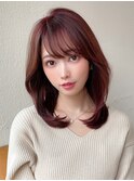 ミディアムウルフ/ひし形シルエット/ワンカール