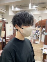 ハピネス 王寺店(Happiness) メンズライク 刈り上げマッシュ センターパート 波打ちパーマ