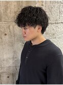 メンズナチュラルマッシュシャドウパーマ波巻きスパイラルパーマ