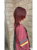 ウルフカット×レッドカラー