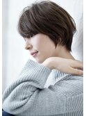 大人可愛い20代30代40代黒髪前下がりショートボブ丸みショートc