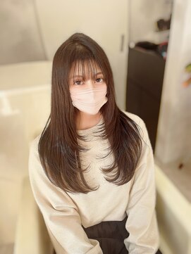 サンド 鹿児島中央(sand) 黒髪/グレーベージュ/レイヤーロング/前髪パーマ[鹿児島中央駅]