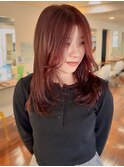 石橋阪大前/上品な大人ブラウン/簡単ワンカールレイヤーカット